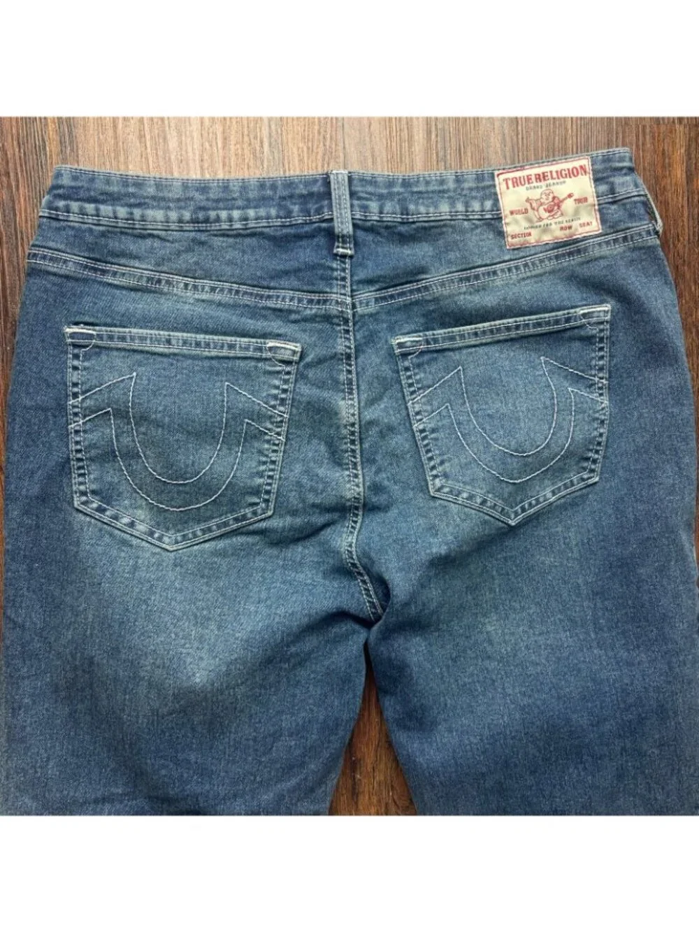True Religion Billie Mid Rise Straight Jeans Distressed Medium Wash Size 34